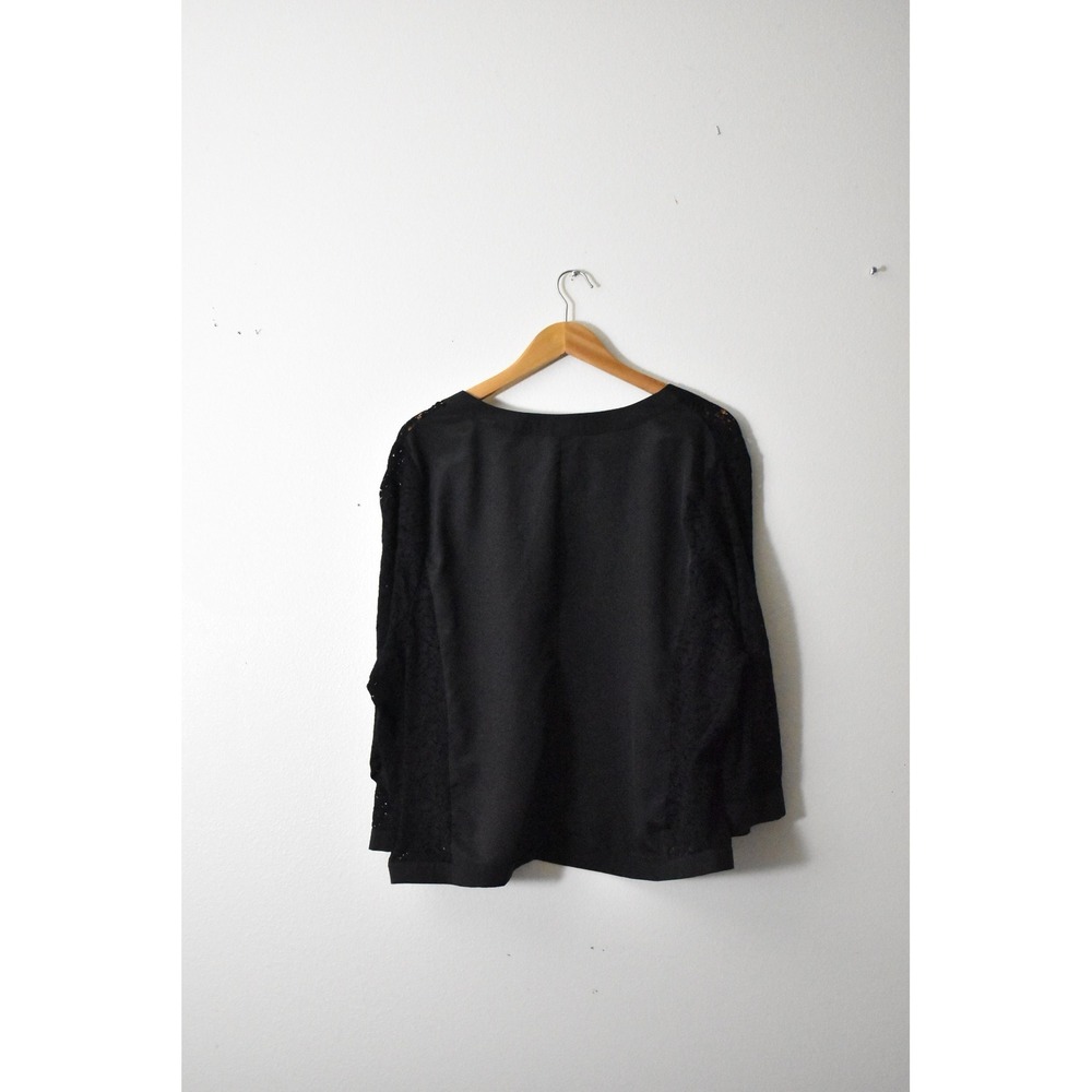 Alfani Cardigan Jacket Women 3X Black Excellent Lace Sleeve Open Front Plus Size - Picture 4 of 5